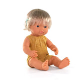 Caucasian Girl Hearing implant 38cm Ochre romper - Koko-Kamel.com